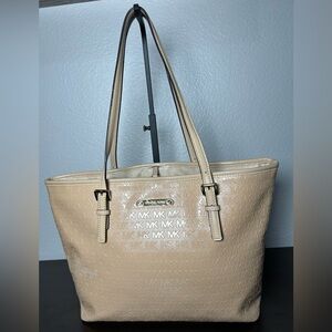Michael Kors Signature MK Logo Nude Pink Jet Setter Tote Shoulder Bag